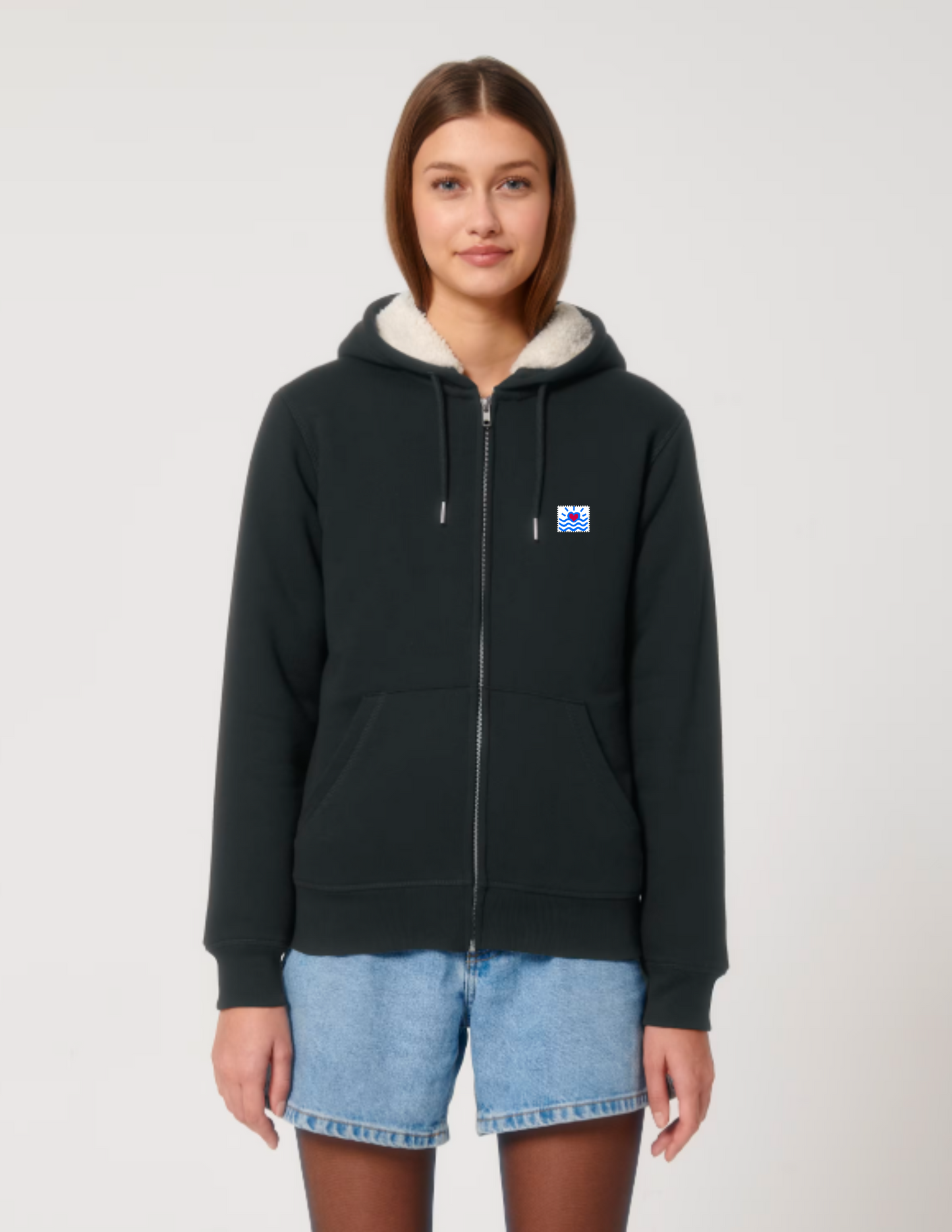 Sweatshirts unisexes doublé en sherpa avec fermeture éclair