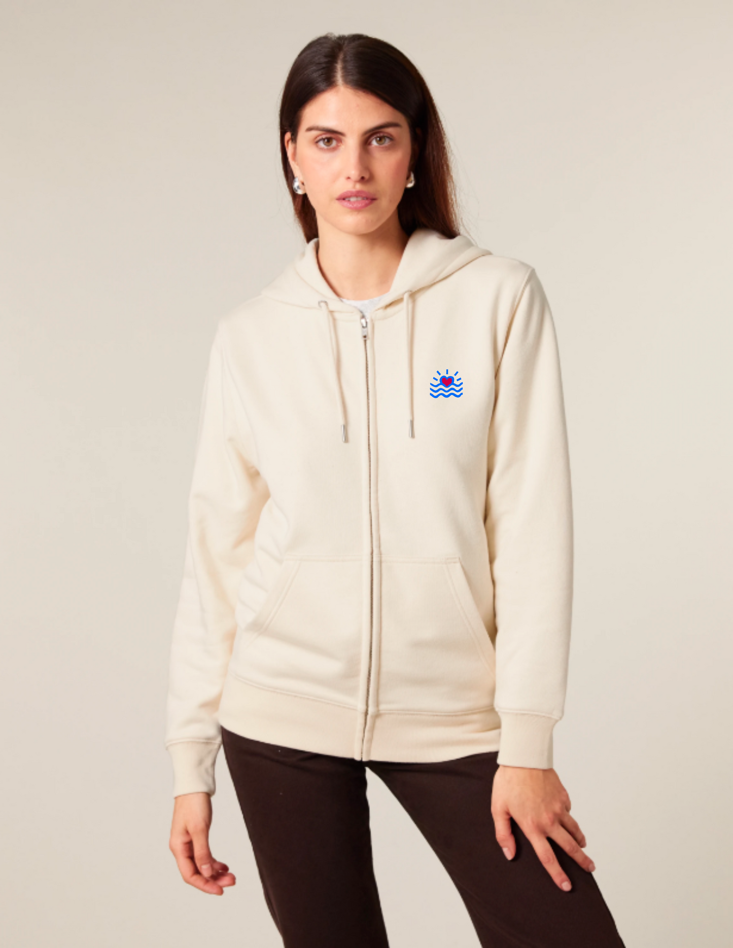 Sweatshirt zippé unisexe de coupe moyenne mi-léger