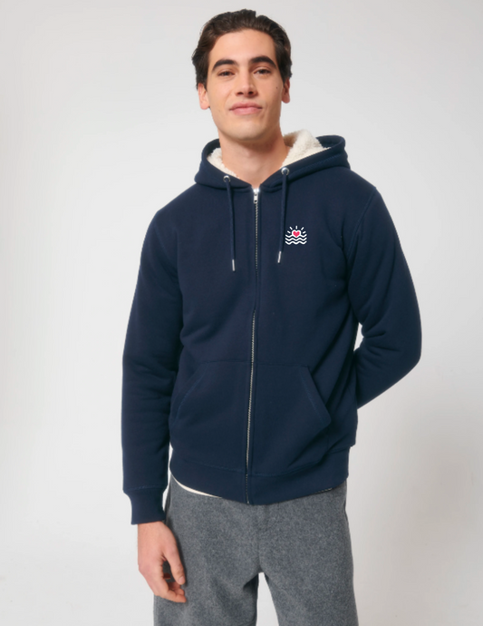 Sweatshirts unisexes doublé en sherpa avec fermeture éclair