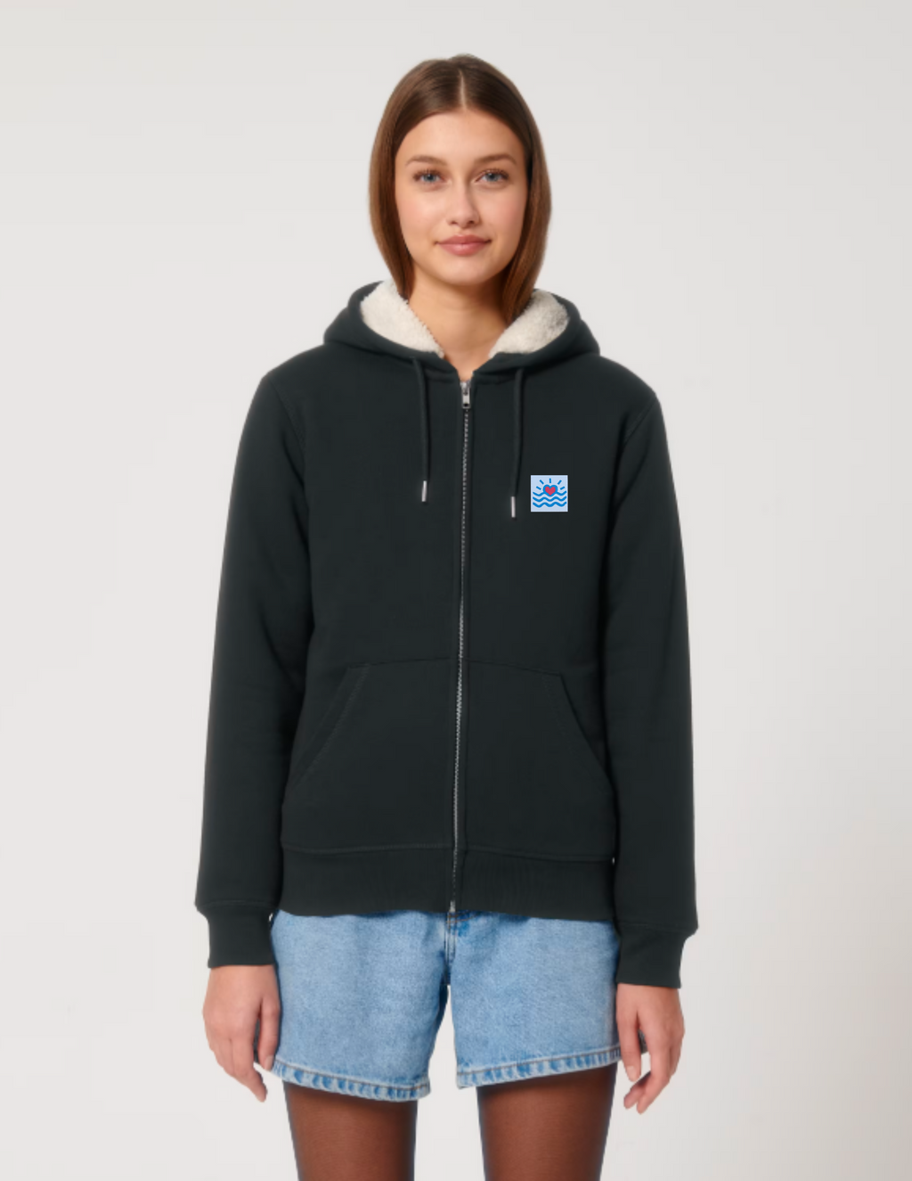 Sweatshirts unisexes doublé en sherpa avec fermeture éclair