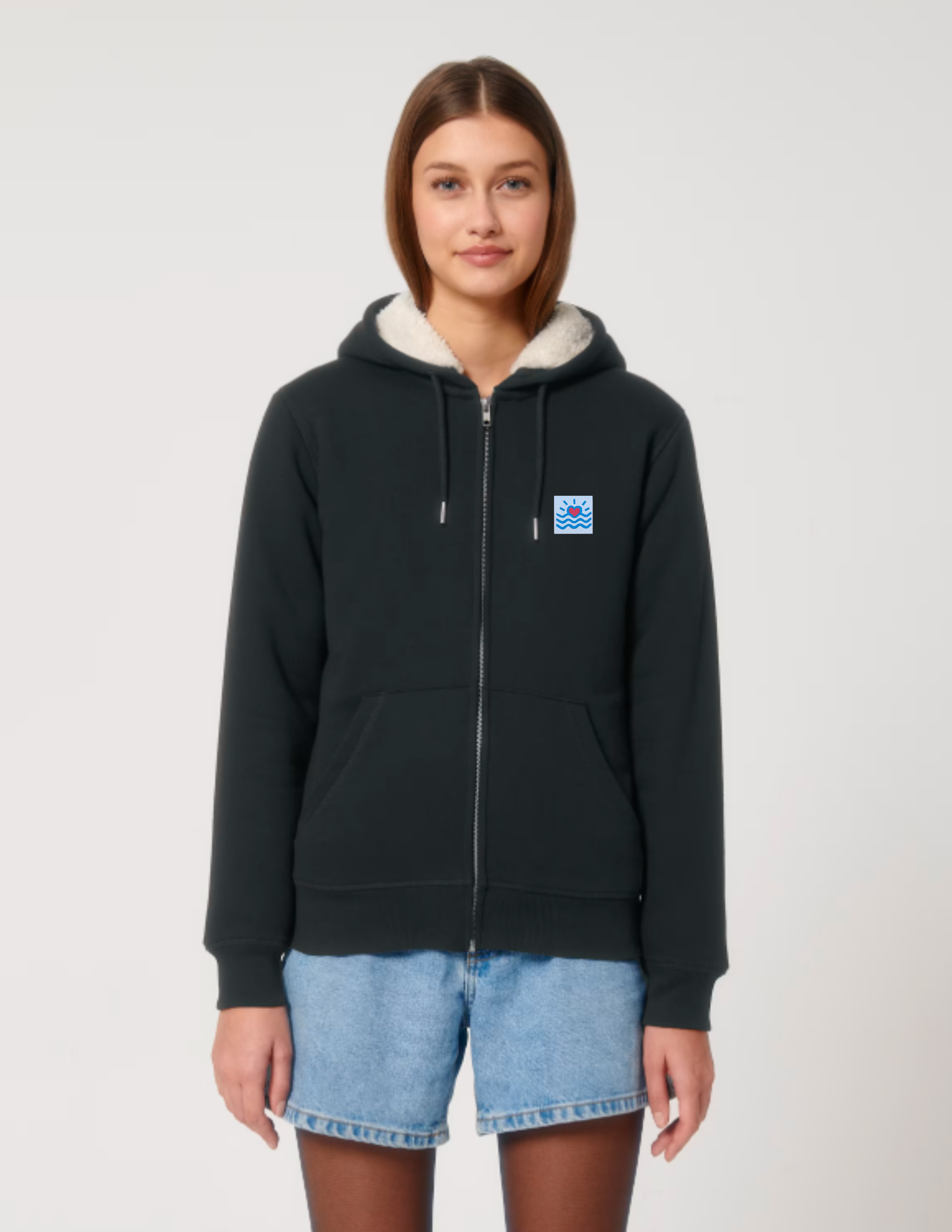 Sweatshirts unisexes doublé en sherpa avec fermeture éclair