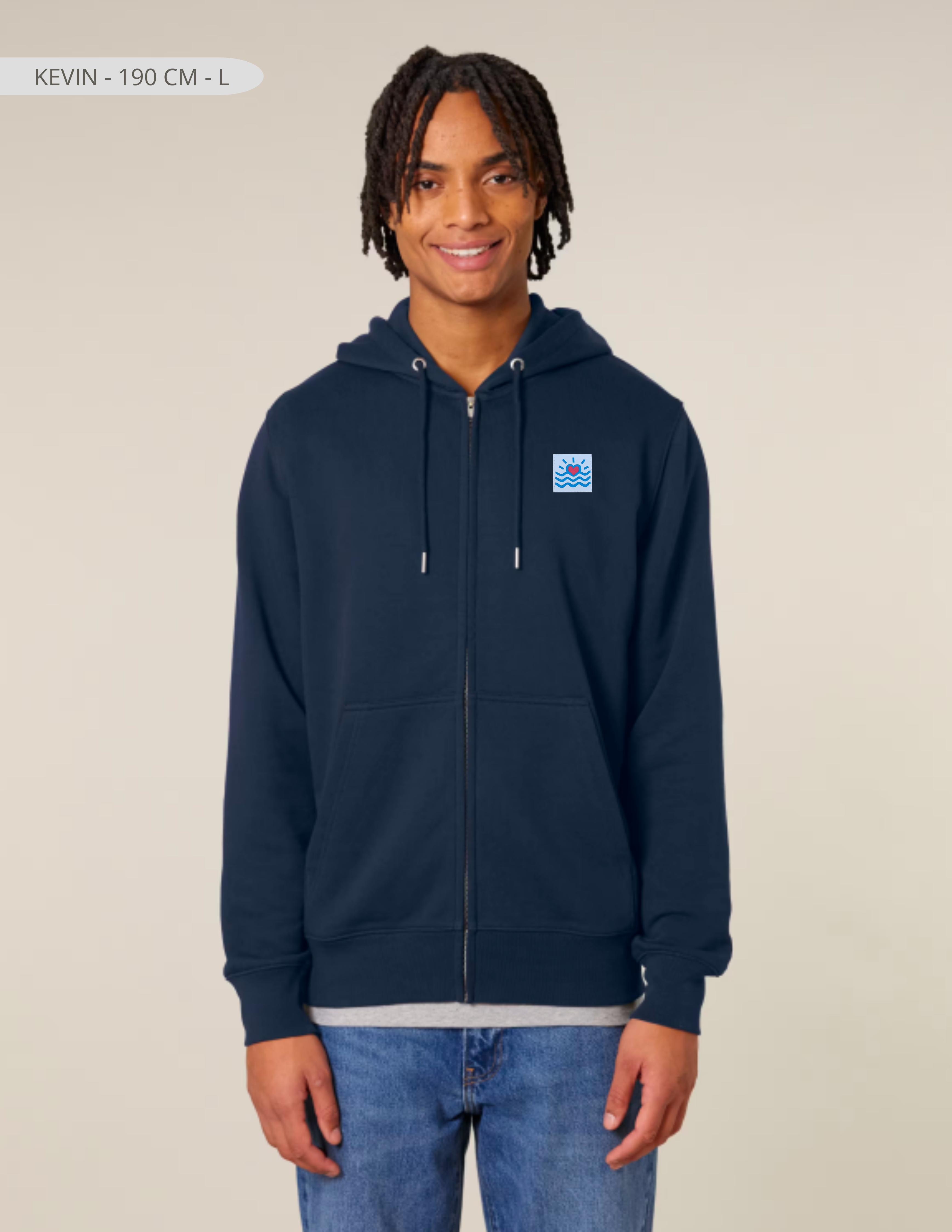 Sweatshirt zippé unisexe de coupe moyenne mi-léger