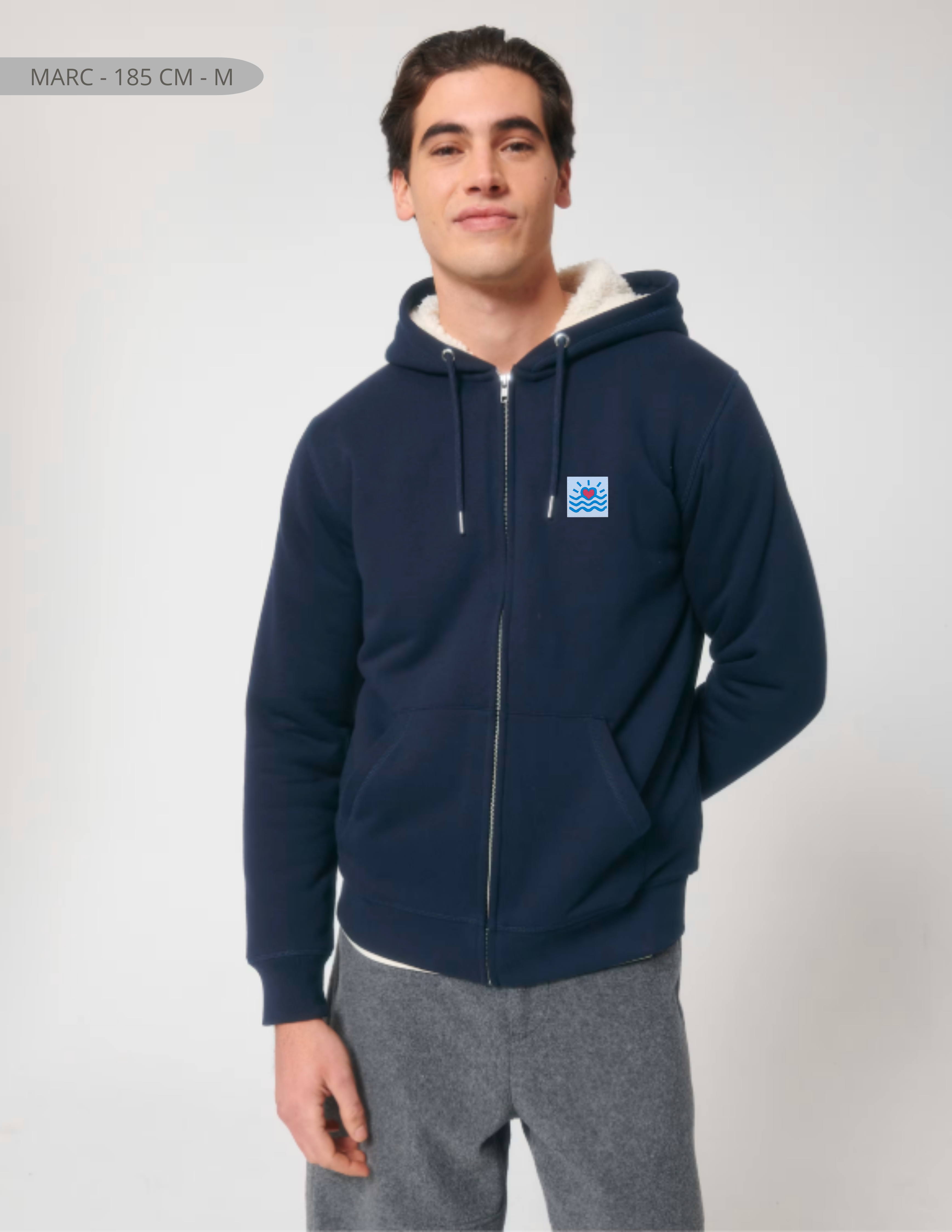Sweatshirts unisexes doublé en sherpa avec fermeture éclair