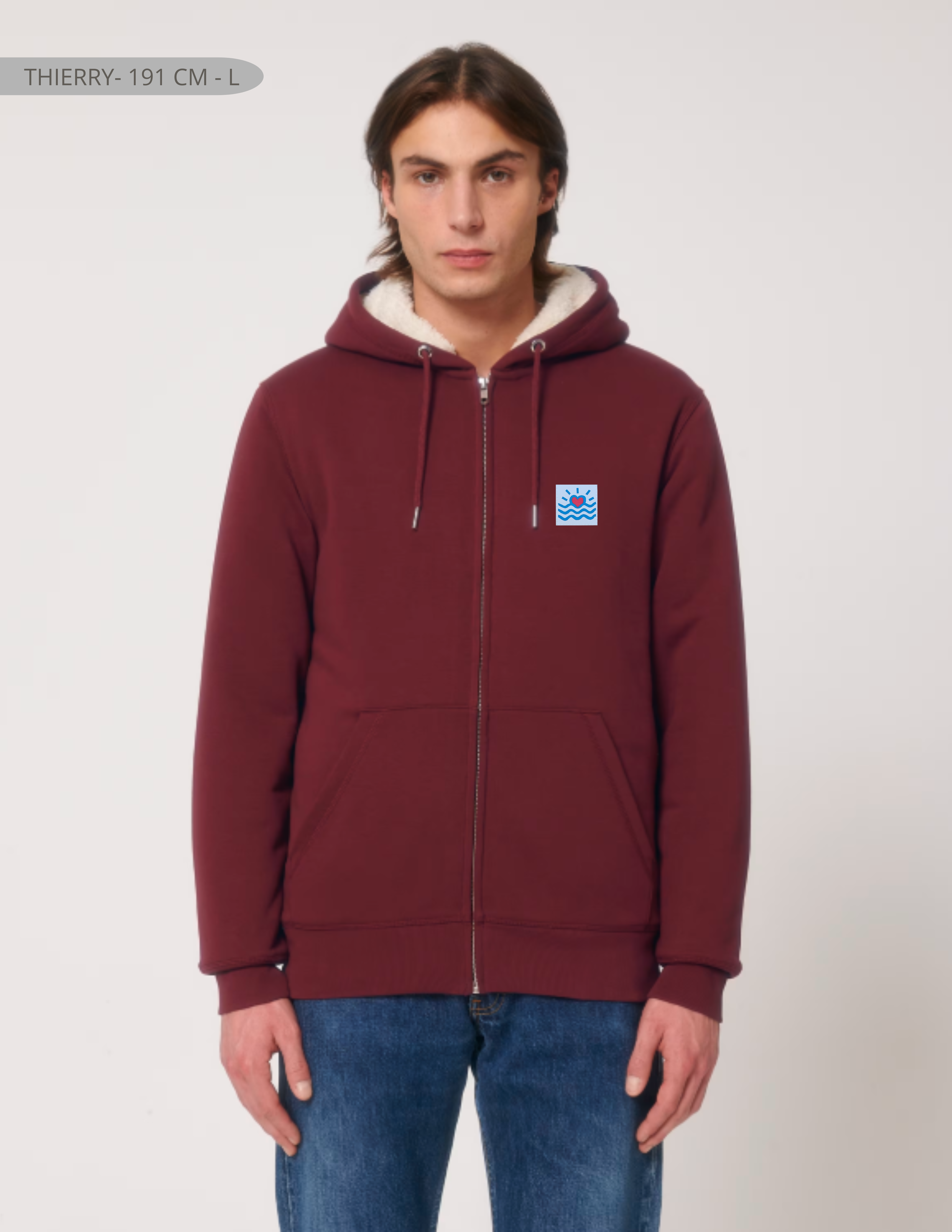 Sweatshirts unisexes doublé en sherpa avec fermeture éclair