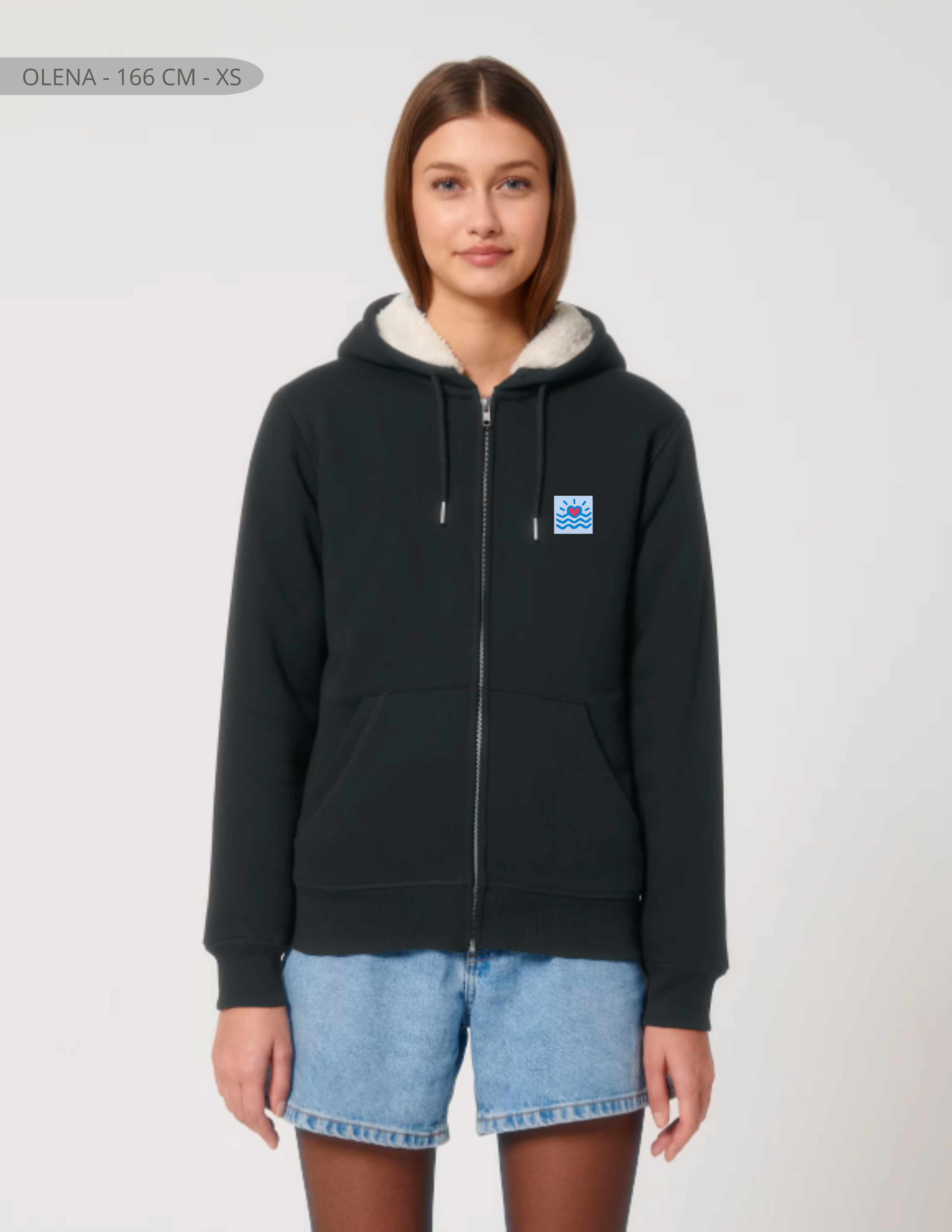 Sweatshirts unisexes doublé en sherpa avec fermeture éclair